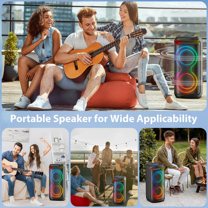 Speaker, Big Bluetooth Speaker with DJ Lights, Portable Large Outdoor Speakers Wireless Bluetooth Party Speaker with Remote Control, Stereo Speakers, Graduation Gift, T20