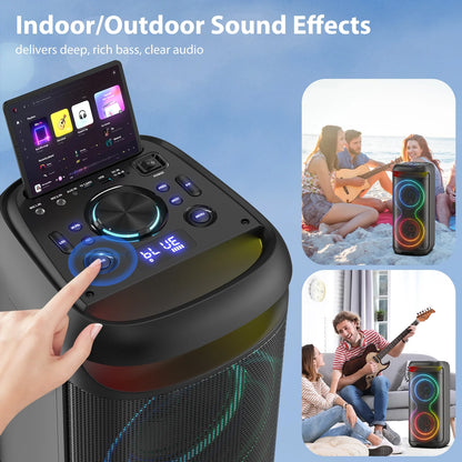 Speaker, Big Bluetooth Speaker with DJ Lights, Portable Large Outdoor Speakers Wireless Bluetooth Party Speaker with Remote Control, Stereo Speakers, Graduation Gift, T20